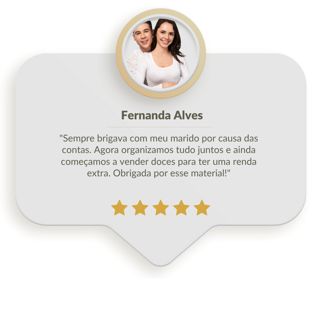 Foto de Fernanda Alves - Depoimento sobre como o e-book e a planilha Descomplicando Suas Finanças ajudaram a organizar as finanças do casal e ter uma renda extra.